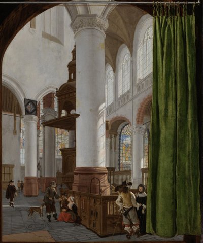 Interieur van de Oude Kerk in Delft, 1654 door Gerard Houckgeest