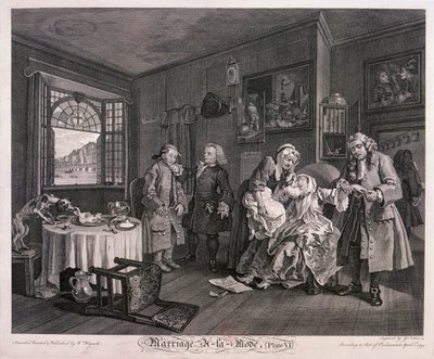 Huwelijk à la mode, Plaat VI door Gerard Jean Baptiste Scotin