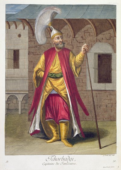 Tchorbadji, kapitein van de janitsaren, 18e eeuw door Gerard Jean Baptiste Scotin