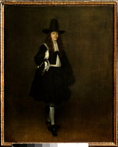 Portret van een man in het zwart door Gerard ter Borch