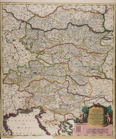 Circuli Austriaci orientalior pars in qua Austria propria et ab ea dependentes tum ducatus Stiriae, Carintiae, Carniolae tum comitatus hisce inclusi Cillensis et Goritiae singuli subdivisi door Gerard Valck
