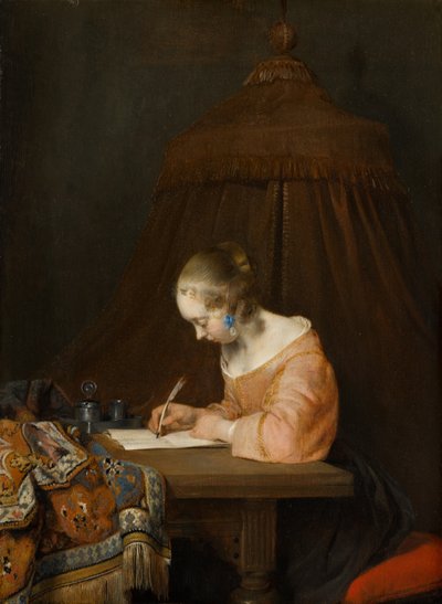 Vrouw die een Brief Schrijft door Gerard ter Borch