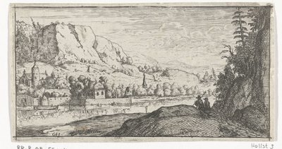 Rivier in een berglandschap door Gerard van Honthorst