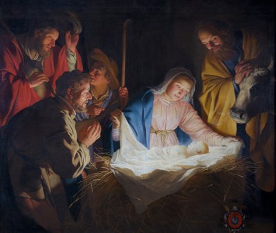 De aanbidding van de herders door Gerard van Honthorst