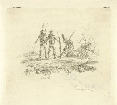 Drie infanteristen door Gerardus Emaus de Micault