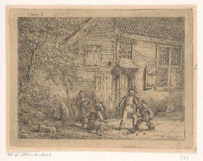Knikkerende kinderen door Gerardus Emaus de Micault