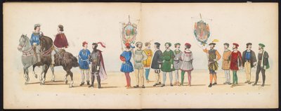Maskerade van de Leidse studenten, 1855 (plaat 13) door Gerardus Johannes Bos