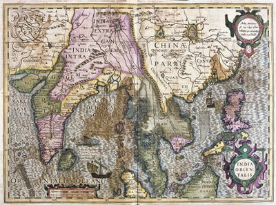Oost-India (gravure) door Gerardus Mercator