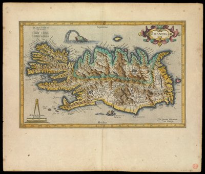 Islandia, Per Gerardum Mercatorem cum privilegio, c.1595 door Gerardus Mercator