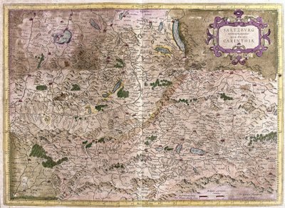 Salzburg en Karinthië, Oostenrijk (gravure) door Gerardus Mercator