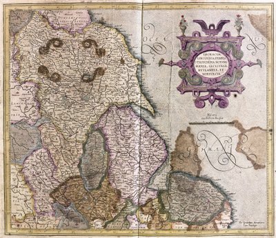 Yorkshire, Lincolnshire, Staffordshire, Nottinghamshire, Leicestershire, Rutland en Norfolk, Groot-Brittannië door Gerardus Mercator