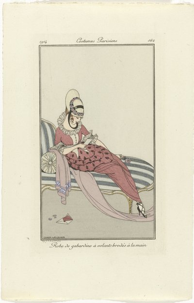 Journal des Dames et des Modes, Costumes Parisiens, 1914, No. 162 : Robe de gabardin door Gerda Wegener
