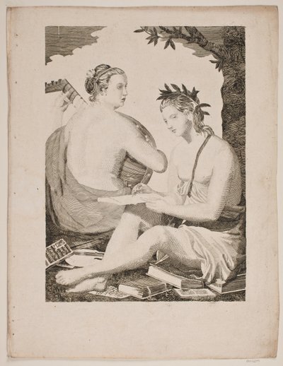 Terpsichore en Kalliope door Gerhard Ludvig Lahde