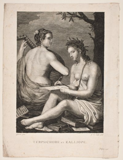 Terpsichore en Kalliope door Gerhard Ludvig Lahde