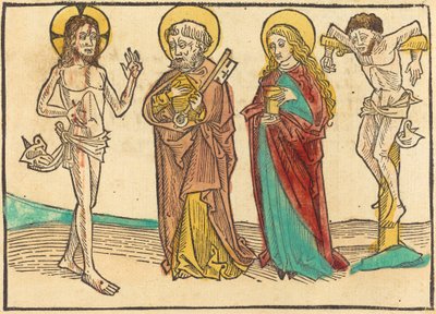 Christus toont zijn wonden aan Petrus, de Magdalena en de goede dief door German 15th Century