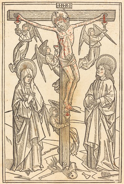 Christus aan het Kruis met Engelen door German 15th Century