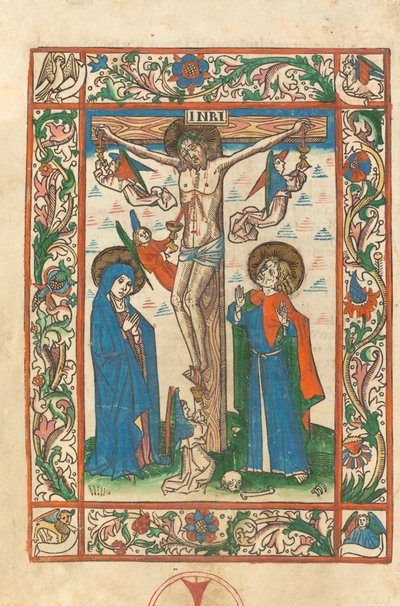 Christus aan het Kruis met Engelen door German 15th Century