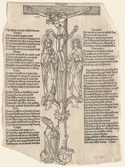 Christus aan het Kruis met Paus Pius II door German 15th Century