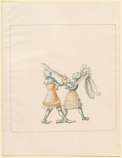 Freydal, Het Boek van Toernooien en Jousts van Keizer Maximiliaan I: Gevechten te Voet (Jousts)(Volume III): Plaat 154 door German 16th Century