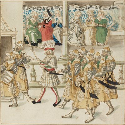 Paraderende Ridders in Oosterse Kleding door German 16th Century