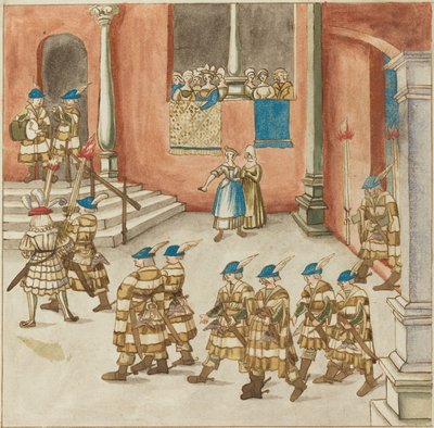 Processie van Ridders Bekeken door Dames op een Balkon door German 16th Century