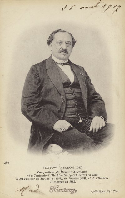 Baron de Flotow, German composer (1812-1883) (b/w photo) door German Photographer