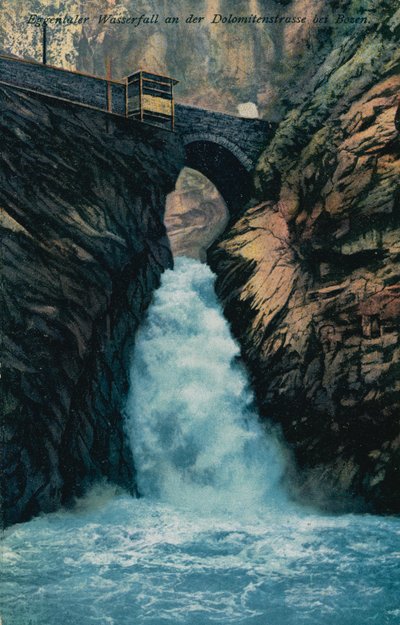 Eggental waterval op de Dolomietenweg bij Bolzano. Briefkaart verzonden op 7 augustus 1913. door German Photographer
