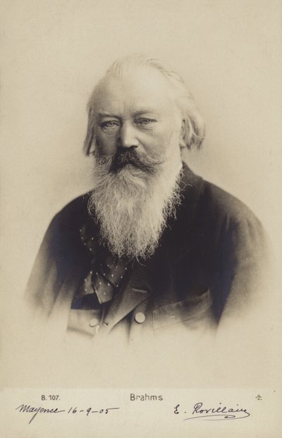 Johannes Brahms, Duits componist en pianist (1833-1897) (z/w foto) door German Photographer