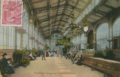 Karlsbad - in de zuilengang. Ansichtkaart verzonden in 1913. door German Photographer
