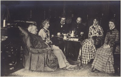 Portret van Richard Wagner met vrienden en familie (z/w foto) door German Photographer