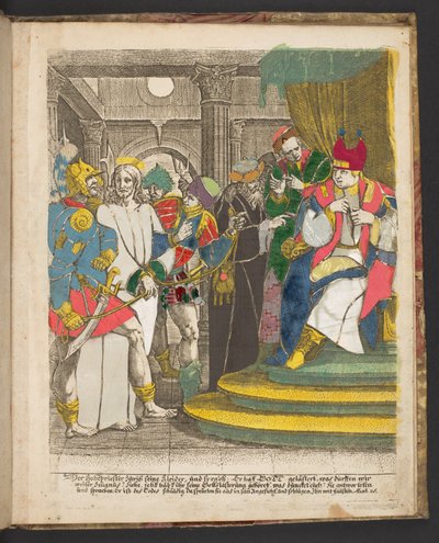 Een pagina uit A series of engravings of subjects from the Life of Jesus Christ, c. 1725 door German School