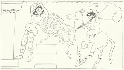Een scène uit De Kikkers, een toneelstuk van de Griekse toneelschrijver Aristophanes (gravure) door German School