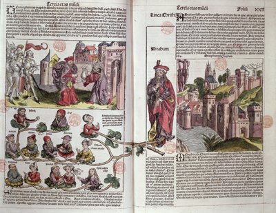 Abraham en zijn nakomelingen, uit de Neurenberg Kroniek door Hartmann Schedel (1440-1514) 1493 door German School