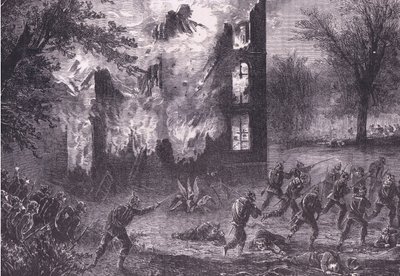 Aanval op een geavanceerde Franse positie, Cassells Geschiedenis van de Oorlog tussen Frankrijk en Duitsland uitgegeven door Cassell and Company Limited, c.1890 door German School