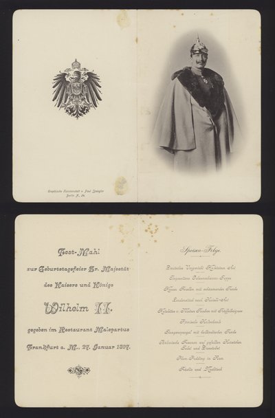 Banket ter ere van de verjaardag van Kaiser Wilhelm II van Duitsland, Frankfurt, 27 januari 1897 door German School