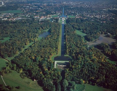 Barokkunst: Luchtfoto van Nymphenburg Park door German School