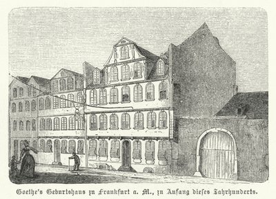 Geboorteplaats van de Duitse auteur Johann Wolfgang von Goethe, Frankfurt-am-Main, begin 19e eeuw door German School