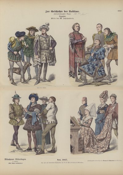 Bourgondische kleding, 15e eeuw door German School