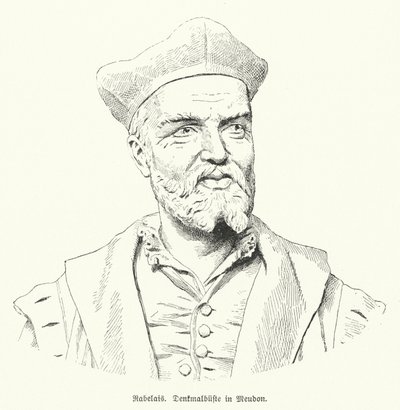 Buste van Franse auteur Francois Rabelais in Meudon, Frankrijk door German School