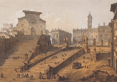 Capitolijnse heuvel, Rome (kleurenlitho) door German School