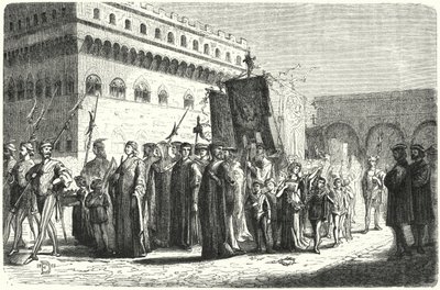 Kinderprocessie in Florence onder het bewind van Girolamo Savonarola door German School