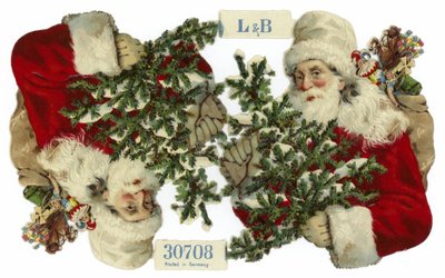 Kerstkaart met afbeelding van de Kerstman door German School