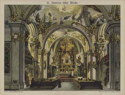 Kerkinterieur door German School