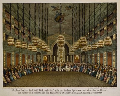 Concert van de koninklijke band in het auditorium van de Dresden Opera House ter ere van het keizerlijk paar, 1812 door German School