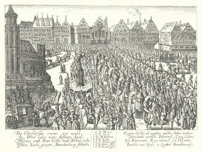 Kroningsprocessie van de Heilige Roomse Keizer Ferdinand II, Frankfurt door German School