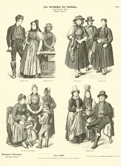 Kostuums uit Baden, Duitsland, 19e eeuw door German School