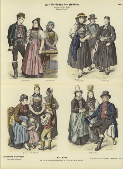 Kostuums uit Baden, Duitsland, 19e eeuw door German School