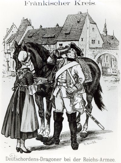 Dragonder van de Teutoonse Ridders in 1757 door German School