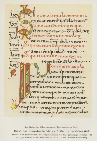 Edict van Rothari, Koning van de Longobarden, 643 door German School