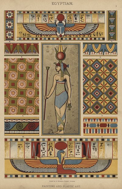 Egyptisch, schilderkunst en plastische kunst door German School